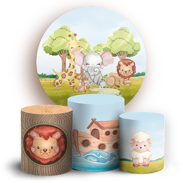 Capas Painel Redondo e Trio Cilindro Sublimado - A Arca de Noé