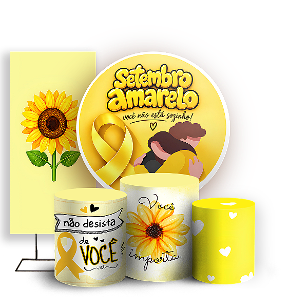 Capas Painel Redondo Trio Cilindro e Faixa Lateral Sublimado - Setembro Amarelo