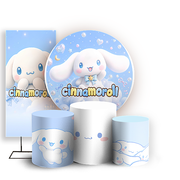 Capas Painel Redondo Trio Cilindro e Faixa Lateral Sublimado - Cinnamoroll