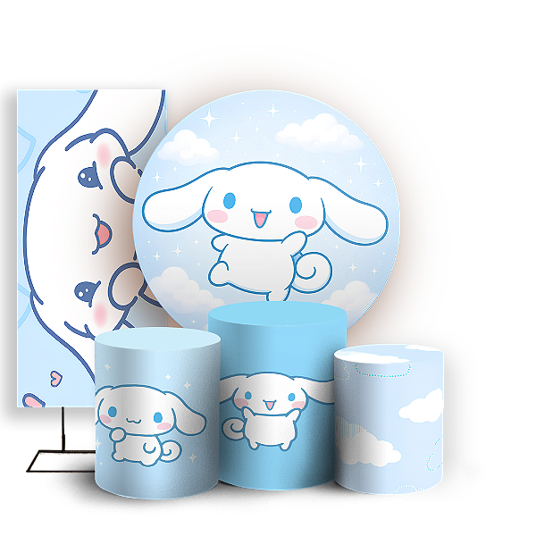 Capas Painel Redondo Trio Cilindro e Faixa Lateral Sublimado - Cinnamoroll