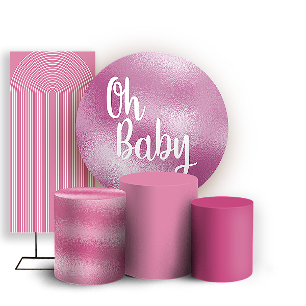 Capas Painel Redondo Trio Cilindro e Faixa Lateral Sublimado - Oh Baby