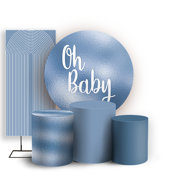 Capas Painel Redondo Trio Cilindro e Faixa Lateral Sublimado - Oh Baby