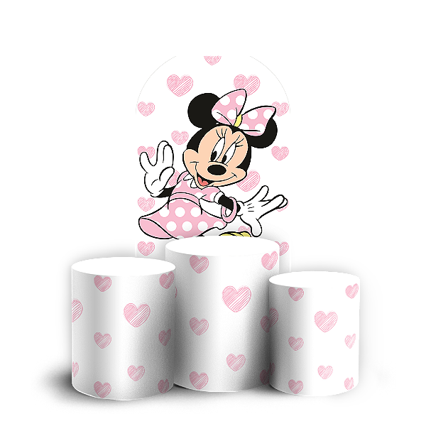 Capas Faixa Lateral e Trio Cilindro Sublimado Veste Fácil - Minnie Rosa
