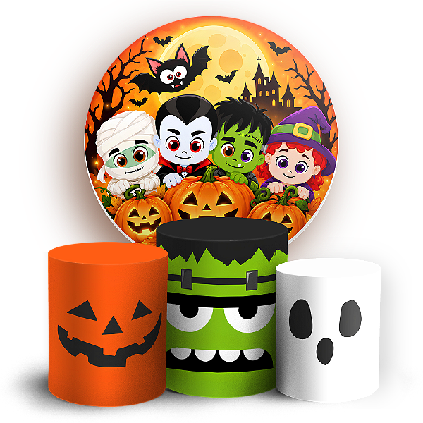 Capas Painel Redondo e Trio Cilindro Sublimado - Halloween