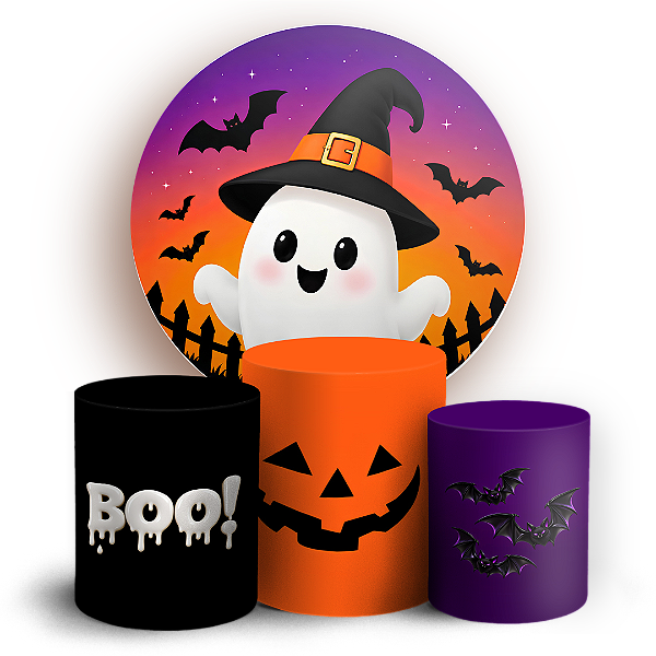 Capas Painel Redondo e Trio Cilindro Sublimado - Halloween