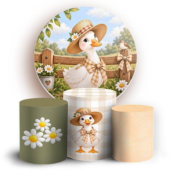 Capas Painel Redondo e Trio Cilindro Sublimado - Gansos