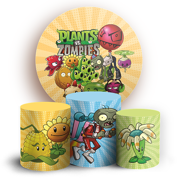 Capas Painel Redondo e Trio Cilindro Sublimado - Plant Zombie