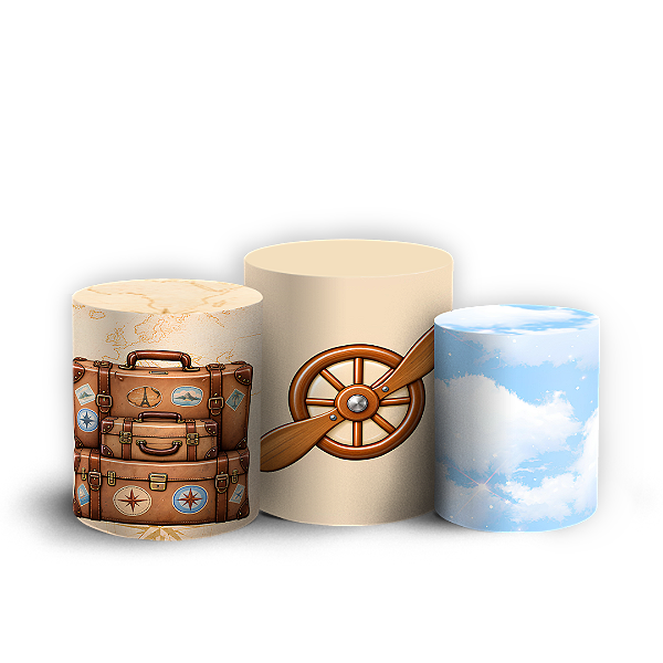 Capas Trio Cilindro Sublimado Veste Fácil - Ursinho Aviador