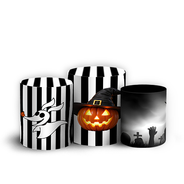 Capas Trio Cilindro Sublimado Veste Fácil - Halloween