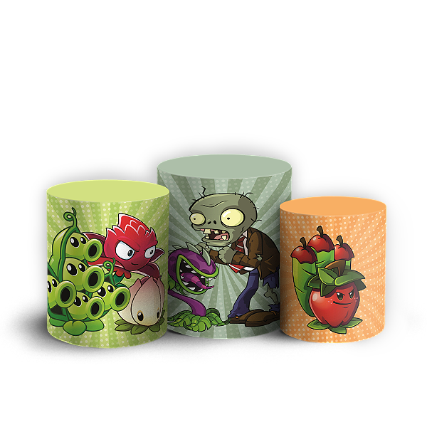 Capas Trio Cilindro Sublimado Veste Fácil - Plant Zombie