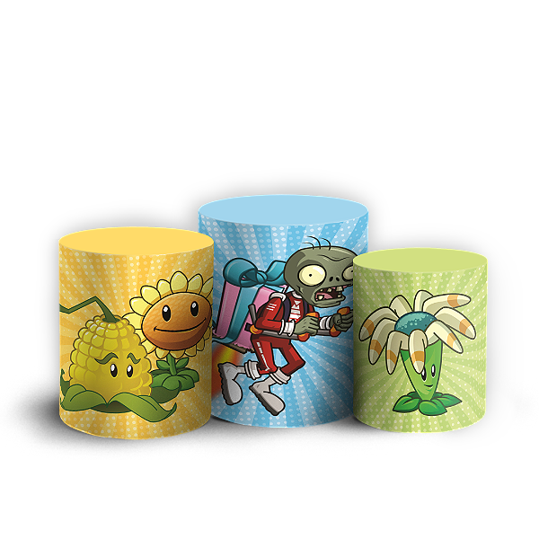 Capas Trio Cilindro Sublimado Veste Fácil - Plant Zombie