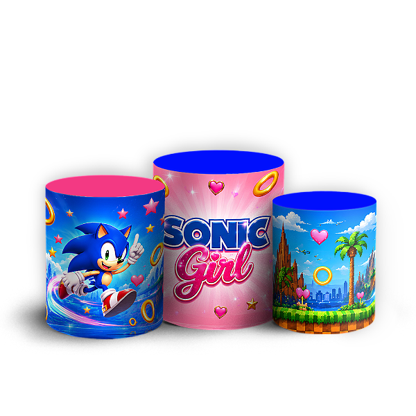 Capas Trio Cilindro Sublimado Veste Fácil - Sonic