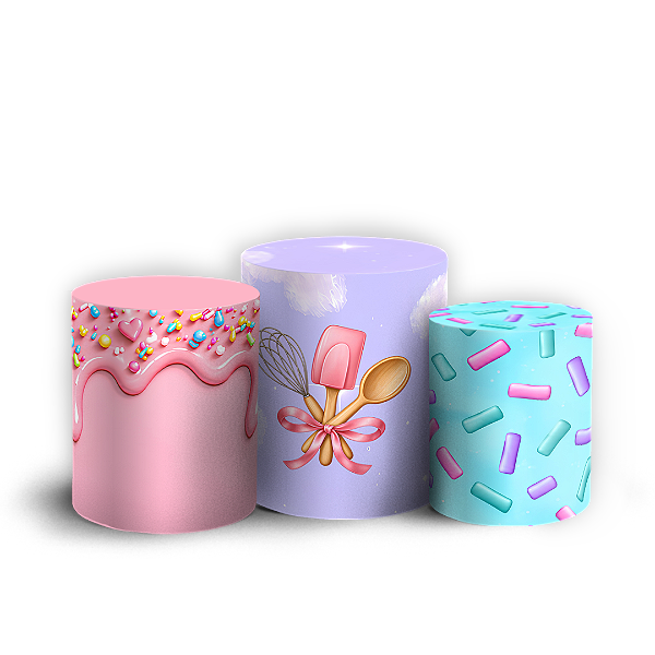 Capas Trio Cilindro Sublimado Veste Fácil - Confeitaria