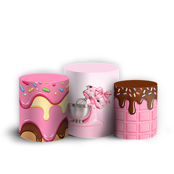Capas Trio Cilindro Sublimado Veste Fácil - Confeitaria