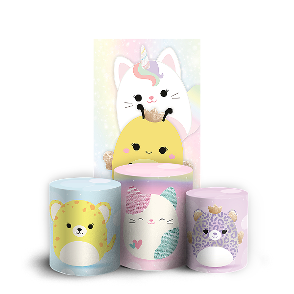 Capas Faixa Lateral e Trio Cilindro Sublimado Veste Fácil - Squishmallow