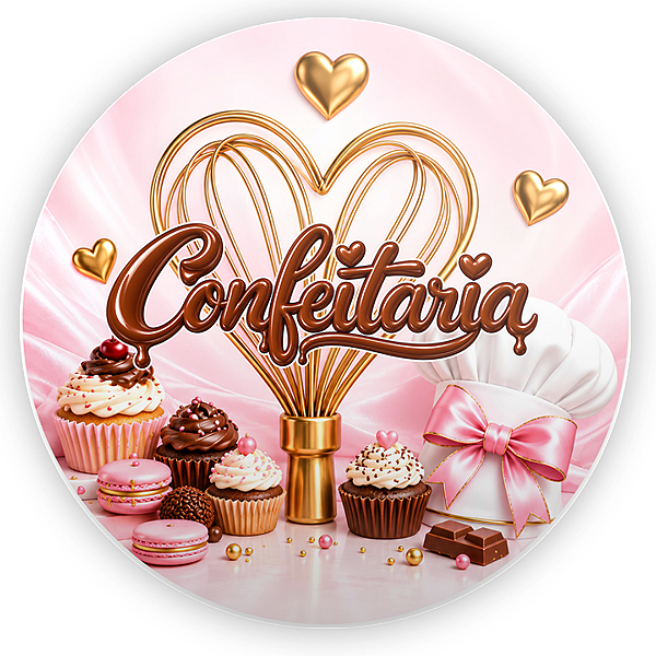 Capa Painel Redondo Sublimado - Confeitaria