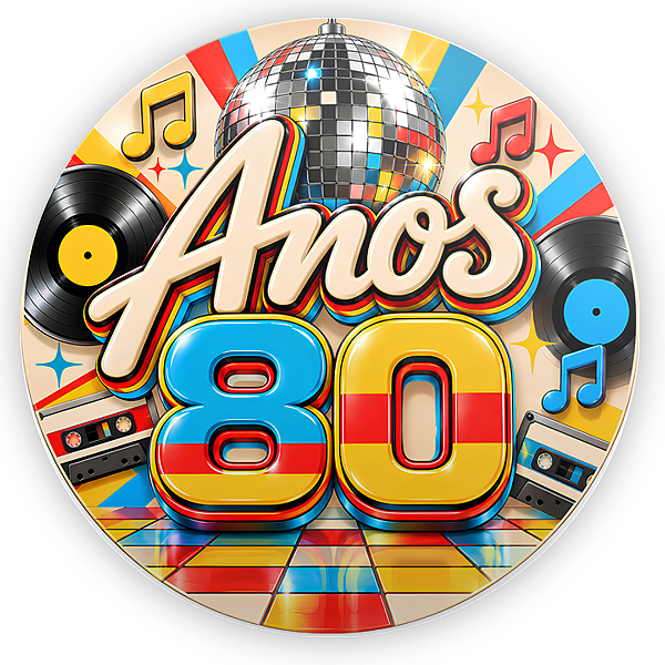 Capa Painel Redondo Sublimado - Anos 80