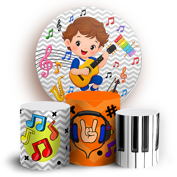 Capas Painel Redondo e Trio Cilindro Sublimado - Musical