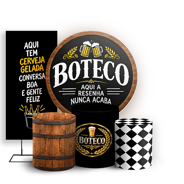 Capas Painel Redondo Trio Cilindro e Faixa Lateral Sublimado - Boteco