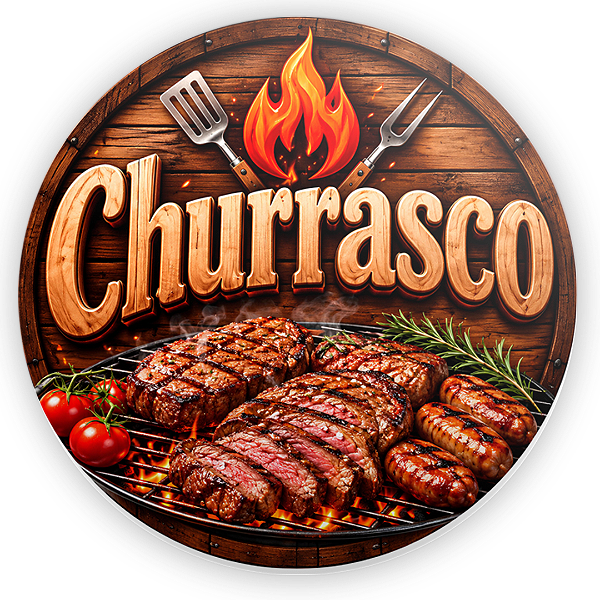 Capa Painel Redondo Sublimado - Churrasco