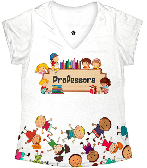 T-shirt Feminina no Atacado Professora e Crianças Livros