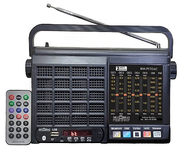 RM-PU32AC-Rádio Portátil 7 Faixas com entrada USB e SD card (Memory card)