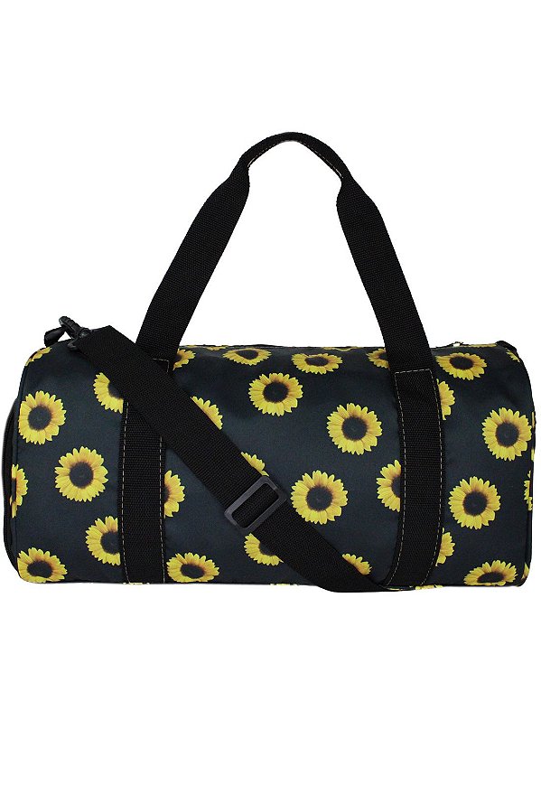 Mala de Mão Bolsa Transversal Estampa Girassol Preta A017