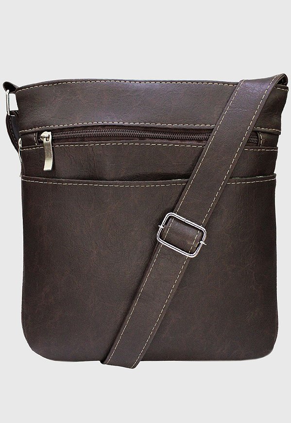 Bolsa Transversal Básica Feminina Masculina Marrom LE05