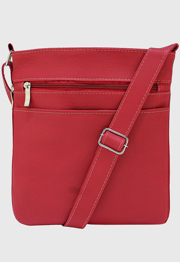 Bolsa Transversal Básica Feminina Masculina Vermelho LE05