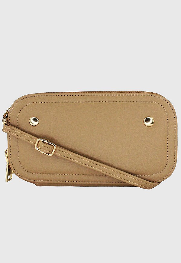 Bolsa Transversal Feminina Básica de Tamanho Pequeno Bege B052