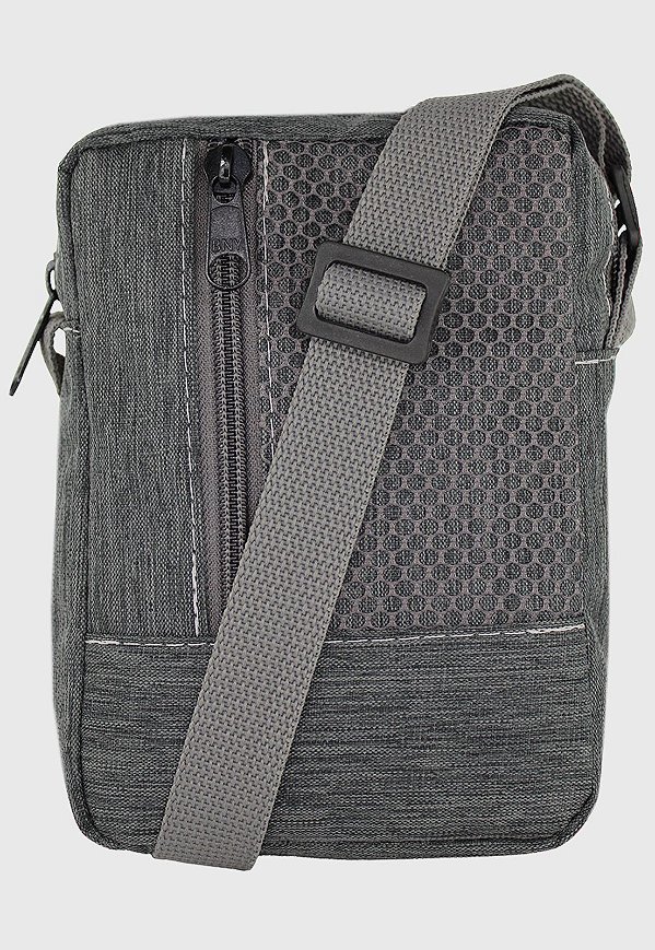 Shoulder Bag Bolsa Transversal Básica de Nylon Cinza B066