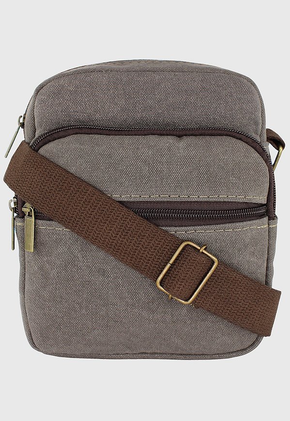 Shoulder Bag Bolsa Transversal Lona Cinza A009