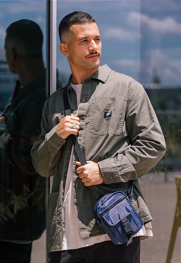 Shoulder Bag Bolsa Transversal Pequena de Nylon Azul LE07