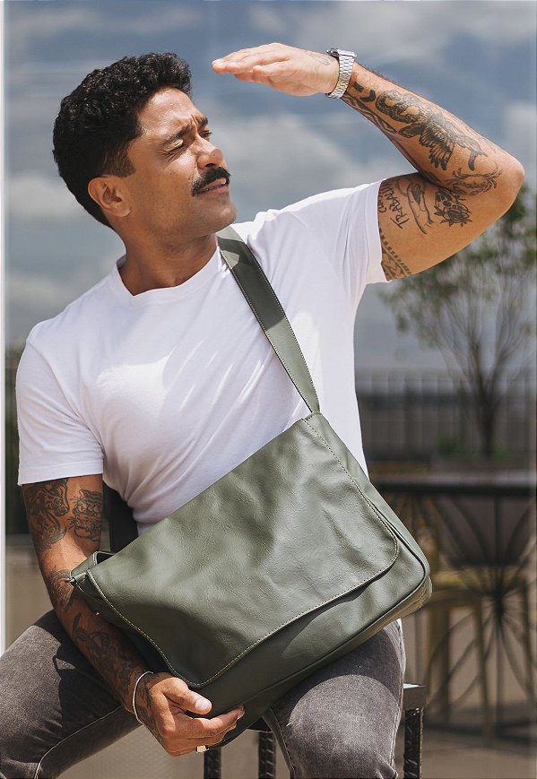 Pasta Carteiro Transversal Masculina Feminina Verde L022