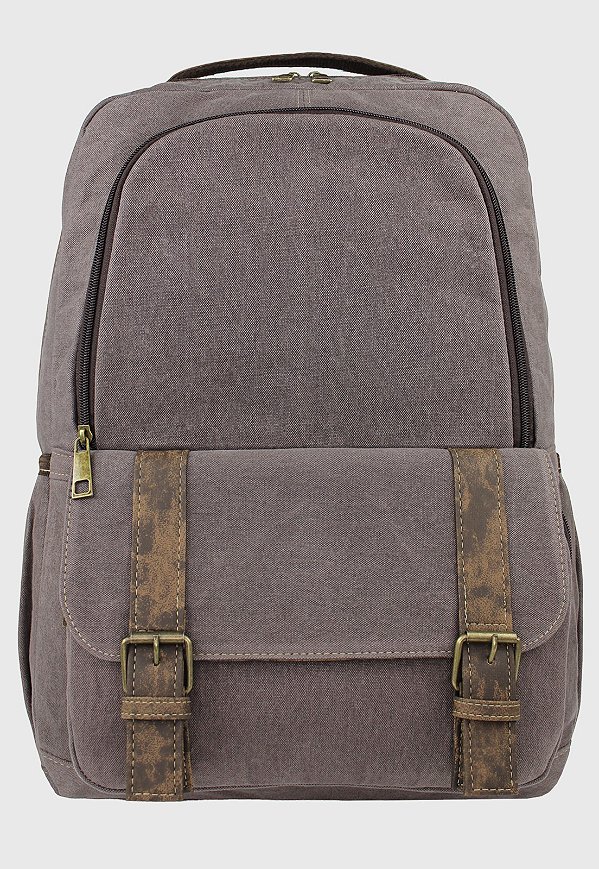 Mochila De Lona Grande Masculina Feminina Com Compartimento para Notebook Cinza A018