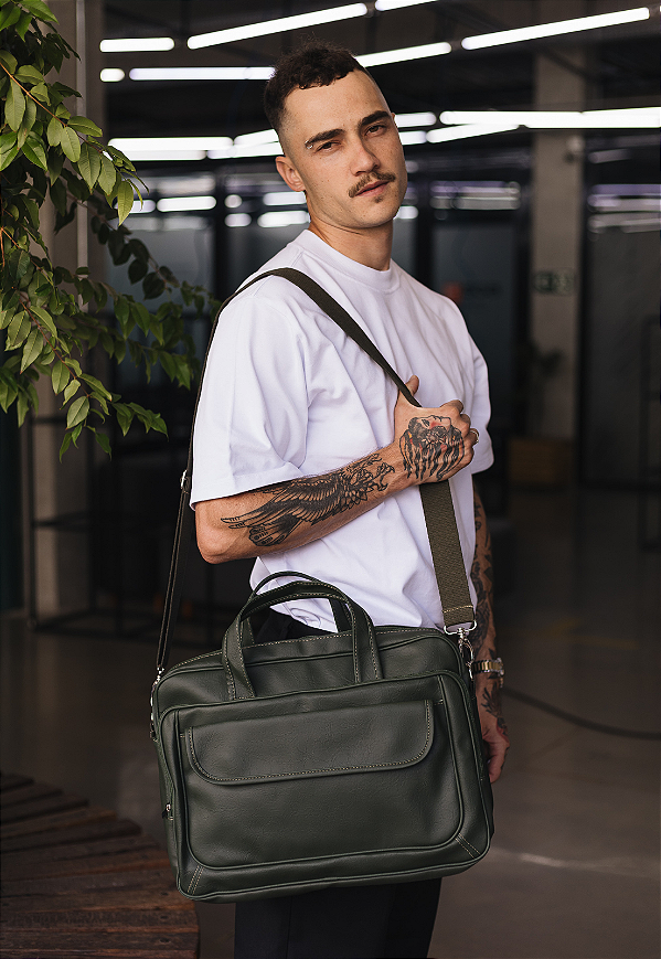 Bolsa de Mão Pasta Transversal Executiva para Notebook Verde A013