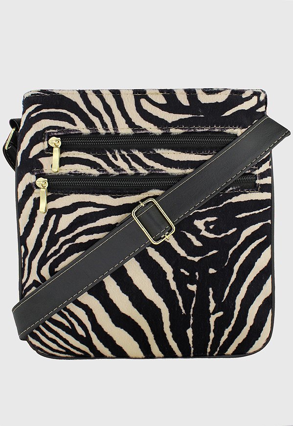 Bolsa Lenna's Transversal Com Estampa Animal Print Zebra Bege L037