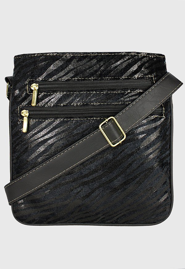 Bolsa Lenna's Transversal Com Estampa Animal Print Zebra Preta L037