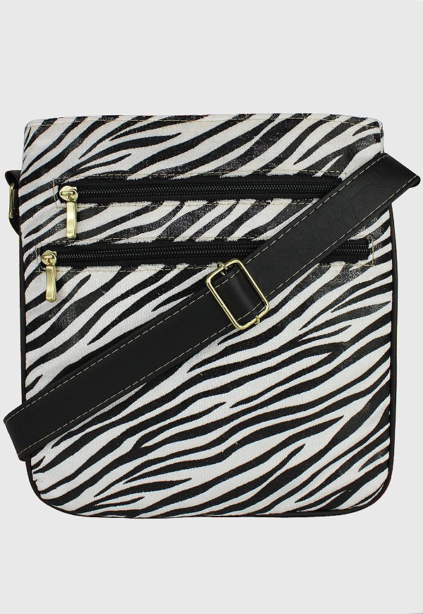Bolsa Lenna's Transversal Com Estampa Animal Print Zebra Branca L037