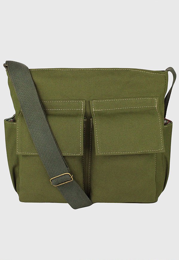 Bolsa Tote Bag Tiracolo de Lona Tamanho Grande Verde A023