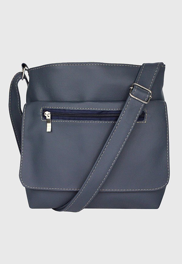 Bolsa Transversal Básica Material Sintético Azul L007