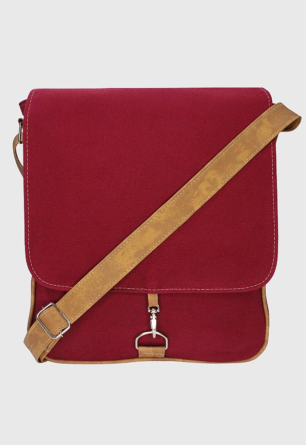 Bolsa Transversal de Lona Bordô L068