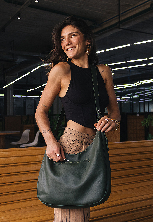 Hobo Bag Bolsa Transversal Tamanho Grande Casual Verde LE11