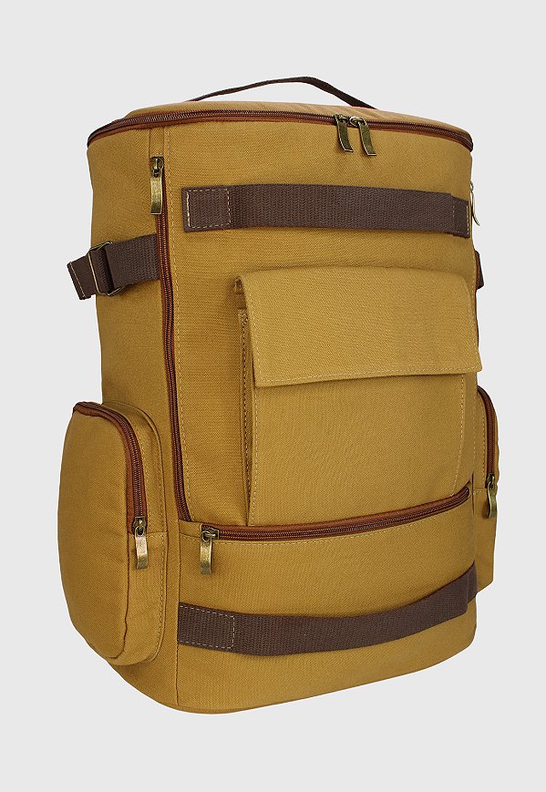 Lenna's Mochila de Lona Grande Masculina Feminina Comporta Notebook Casual e Viagens Caqui LE13