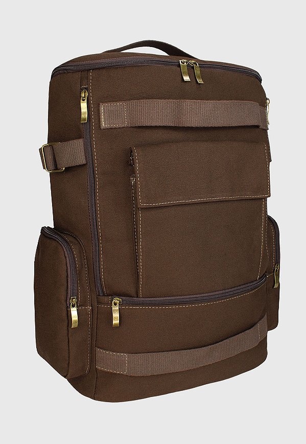 Lenna's Mochila de Lona Grande Masculina Feminina Comporta Notebook Casual e Viagens Marrom LE13