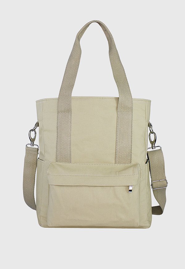 Lenna's Bolsa Transversal e de Ombro Tote Bag de Lona Bege A025