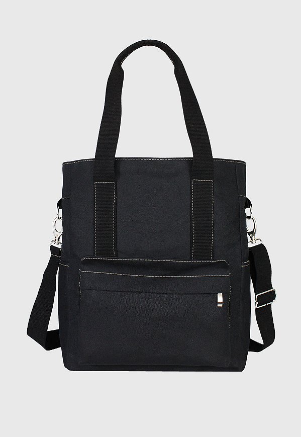 Lenna's Bolsa Transversal e de Ombro Tote Bag de Lona Preta A025