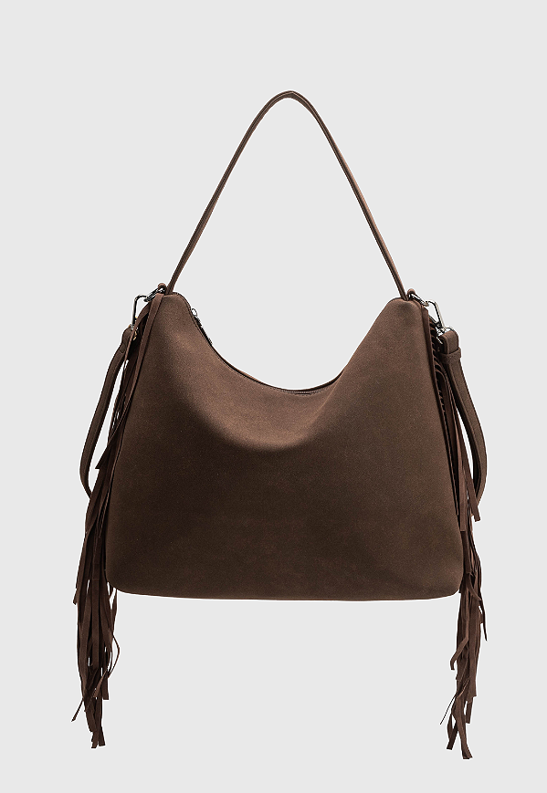 Hobo Bag Bolsa Transversal com Franjas Estilo Western Marrom B080
