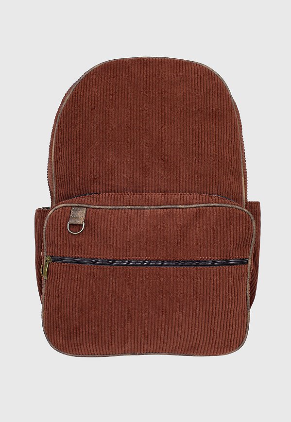 Lenna's Mochila Unissex Grande de Veludo Cotelê Comporta Notebook Marrom A026