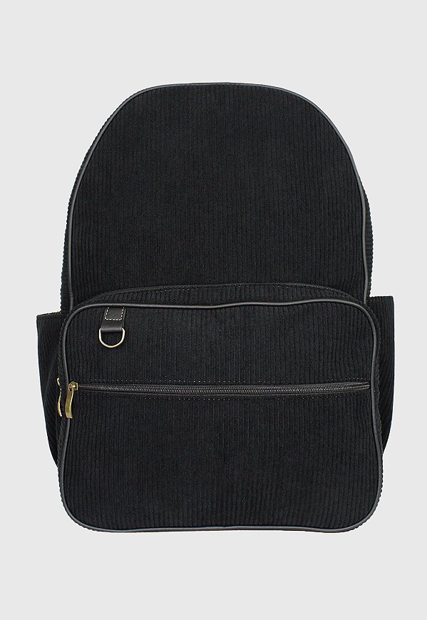 Lenna's Mochila Unissex Grande de Veludo Cotelê Comporta Notebook Preta A026